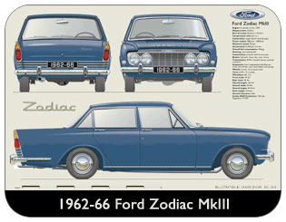 Ford Zodiac MkIII 1962-66 Place Mat, Medium